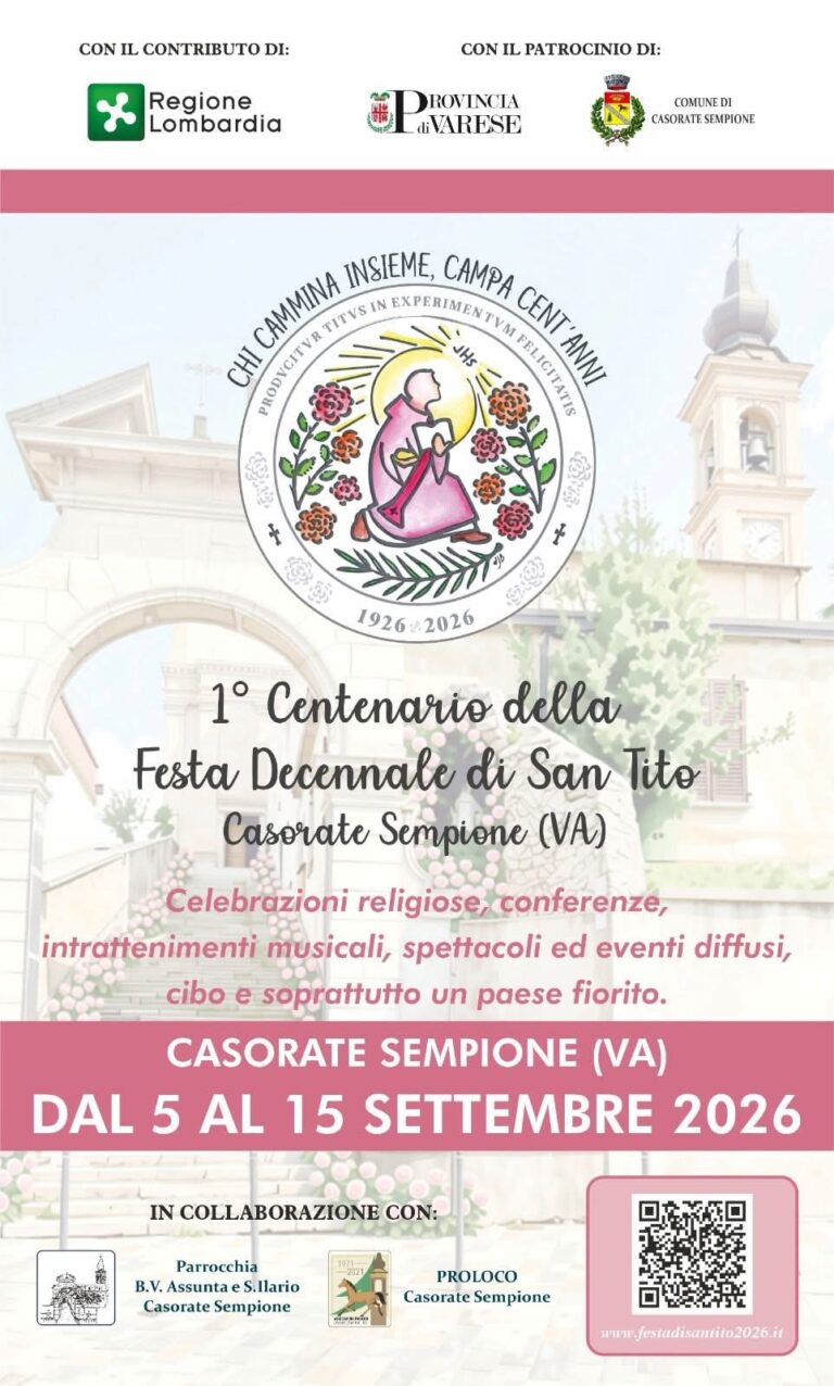 𝟱-𝟭𝟱 𝘀𝗲𝘁𝘁𝗲𝗺𝗯𝗿𝗲: 𝟭𝟬𝟬 𝗮𝗻𝗻𝗶 𝗱𝗲𝗹𝗹𝗮 𝗙𝗲𝘀𝘁𝗮 𝗗𝗲𝗰𝗲𝗻𝗻𝗮𝗹𝗲 𝗱𝗶 𝗦𝗮𝗻 𝗧𝗶𝘁𝗼 𝗮 𝗖𝗮𝘀𝗼𝗿𝗮𝘁𝗲 𝗦𝗲𝗺𝗽𝗶𝗼𝗻𝗲 (𝗩𝗔)