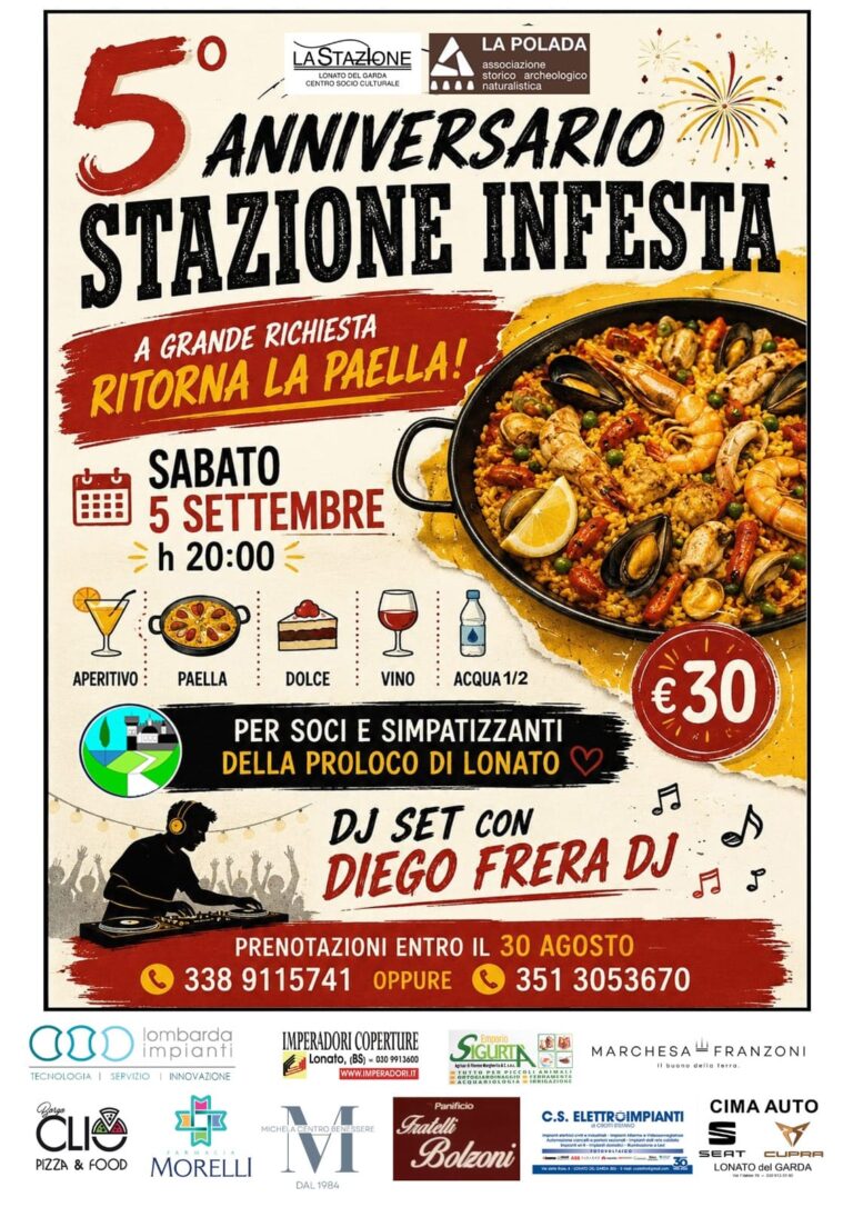 𝟱 𝘀𝗲𝘁𝘁𝗲𝗺𝗯𝗿𝗲: 𝗦𝘁𝗮𝘇𝗶𝗼𝗻𝗲 𝗜𝗻𝗙𝗲𝘀𝘁𝗮 – 5^ edizione a 𝗟𝗼𝗻𝗮𝘁𝗼 (𝗕𝗦)